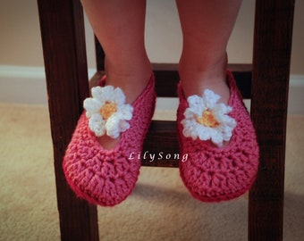 LilySong BELLE SLIPPERS Crochet Pattern in 4 Sizes (2-9 Years) Double-Thick Sole