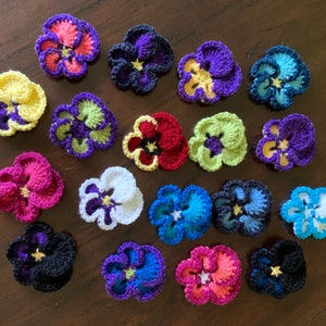 Crocheted Pansy Flower Embellishment  (finished product)