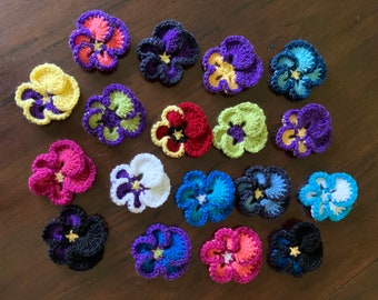Crocheted Pansy Flower Embellishment  (finished product)