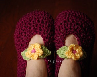 LilySong BELLE SLIPPERS for Women Crochet Pattern in 3 Sizes (5-10) Double-Thick Sole