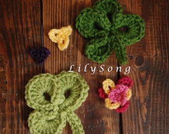 LilySong Clover Crochet Embellishments : See link for FREE Crochet Pattern