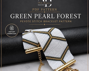 Groen parelbos Peyote Stitch-armbandpatroon | Miyuki Delica-pdf (digitale download)