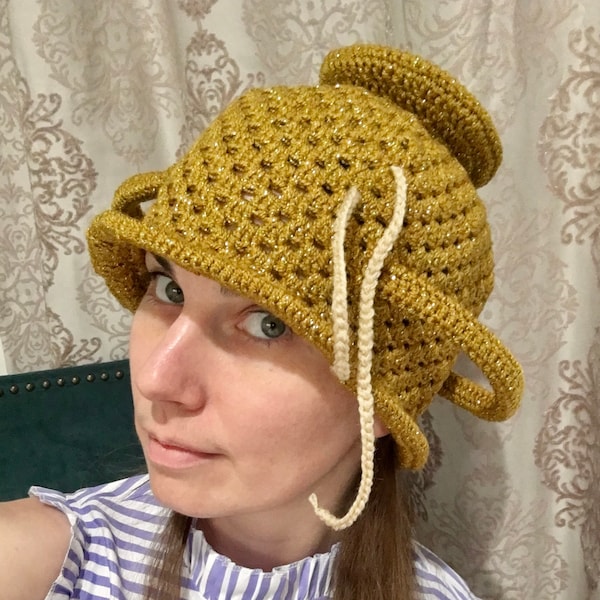 Colander Hat Flying Spaghetti Monster hat colander sparkly gold colander noodles pasta fsm Church of Flying Spaghetti Monster MADE TO ORDER