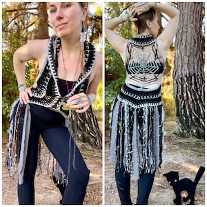 Spiderweb Fae Vest -MADE TO ORDER -Free Domestic Shipping, halloween spider web hippie witch magical Women boho fashion festival black gray
