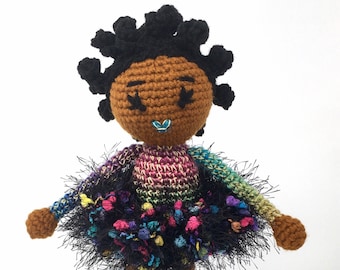 Black doll in tutu -MADE TO ORDER -Free domestic shipping, African American dolls natural hair Bantu knots melanin ballerina