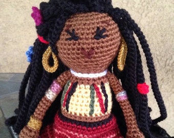 African Princess Rapunzel Doll -MADE TO ORDER -Free Domestic Shipping, Dreads Natural Black Hair toy Baby shower nursery melanin Girl Gift