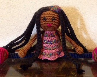 African American Doll -MADE TO ORDER -Free domestic Shipping, Black Braids Toy Baby shower nursery Girl Children Christmas birthday Gift