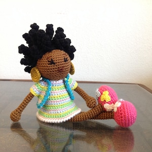 African Princess Doll MADE TO ORDER Free Domestic Shipping, Spring Colors bantu knots Natural Black Hair Baby shower nursery Girl Gift image 1