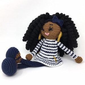 Black Doll -MADE TO ORDER -Free Domestic Shipping, long curls natural hair african american melanin birthday Christmas gift