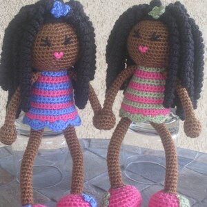 CROCHET PATTERN African Curly Haired Doll Plush Amigurumi Locks Dreads Natural Black Hair Stuffed Toy Baby Girl tutorial PDF image 4