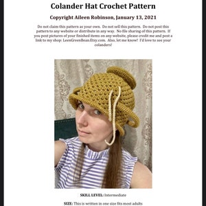 CROCHET PATTERN Colander Hat noodles crochet atheist pattern gold colander FSM hat Church of Flying Spaghetti Monster Atheist hat fsm ramen image 2