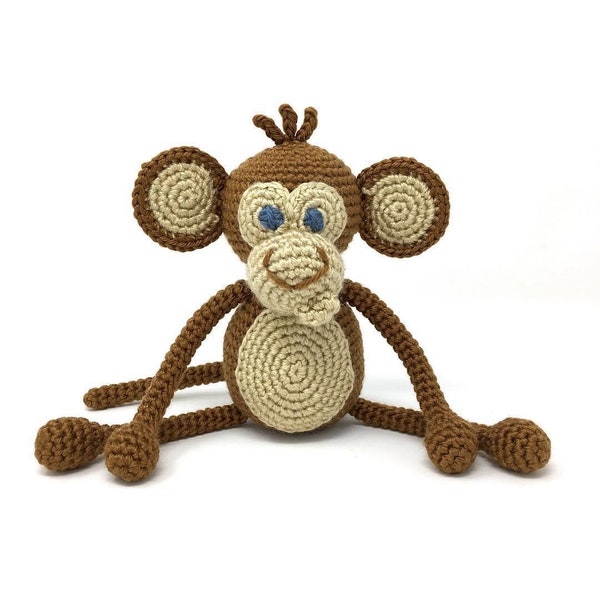 Brown Monkey -MADE TO ORDER -Free Domestic Shipping, baby shower nursery plush toy doll amigurumi brown tan stuffed animal gift boy or girl