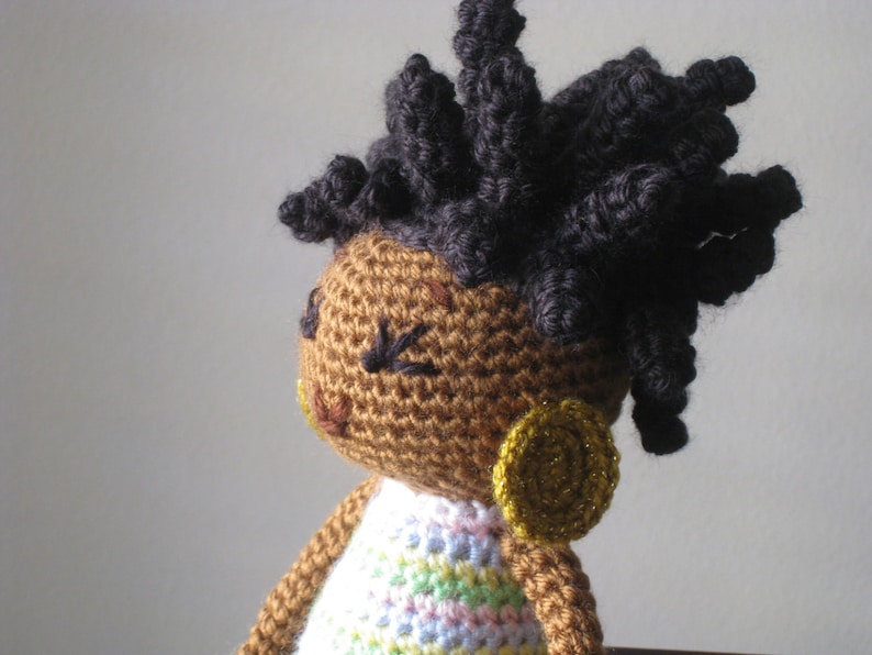 African Princess Doll MADE TO ORDER Free Domestic Shipping, Spring Colors bantu knots Natural Black Hair Baby shower nursery Girl Gift image 3