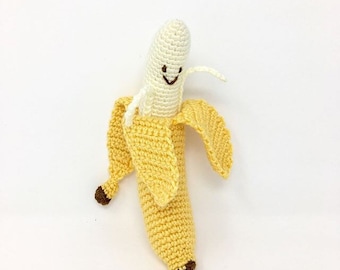 Banana Plush -MADE TO ORDER -Free Domestic Shipping, baby shower nursery Vegan Children Kid Baby Toy Food Tropical Fruit Geekery Gift