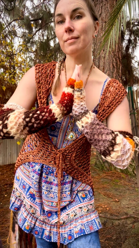 free people 手袋ロンググローブ ウール ネイティブ編みvintage 【公式