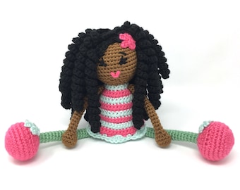 Black Doll -MADE TO ORDER -Free Domestic Shipping, Black girl magic curls twists African American Natural Hair Stuffed Toy Baby Girl Gift