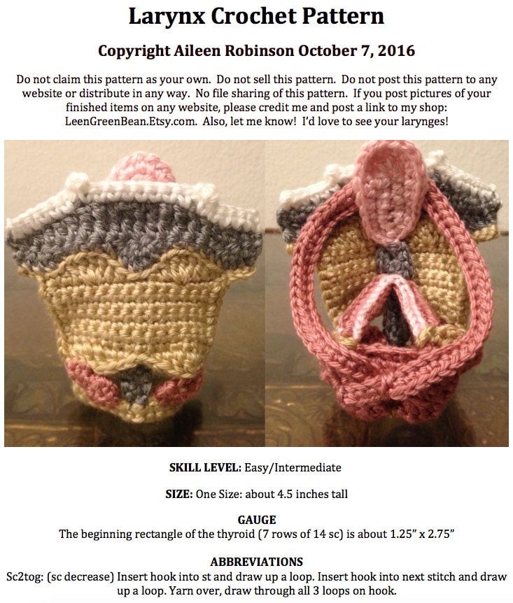 Opera Singer Voice Tools CROCHET PATTERN - Larynx, Voice Box, Medical Model, Opera Singer, Voice ...