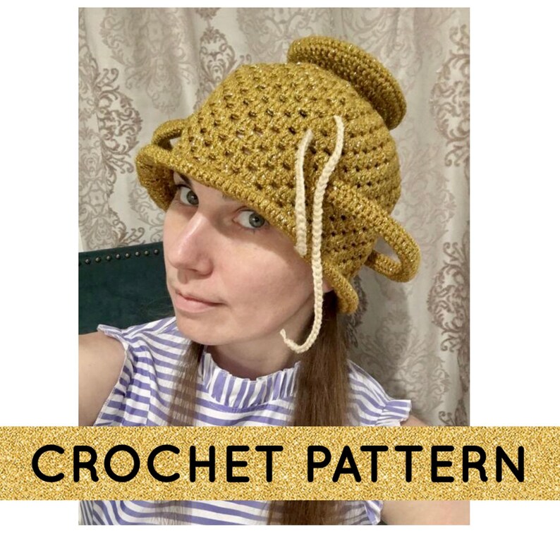 CROCHET PATTERN Colander Hat noodles crochet atheist pattern gold colander FSM hat Church of Flying Spaghetti Monster Atheist hat fsm ramen image 1