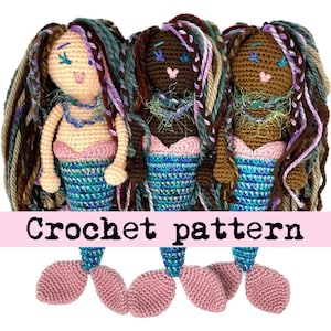 CROCHET PATTERN, Mermaid Doll, black mermaid, magical toys, mythical, handmade gifts, melanin little mermaid