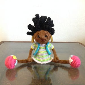 African Princess Doll MADE TO ORDER Free Domestic Shipping, Spring Colors bantu knots Natural Black Hair Baby shower nursery Girl Gift image 2