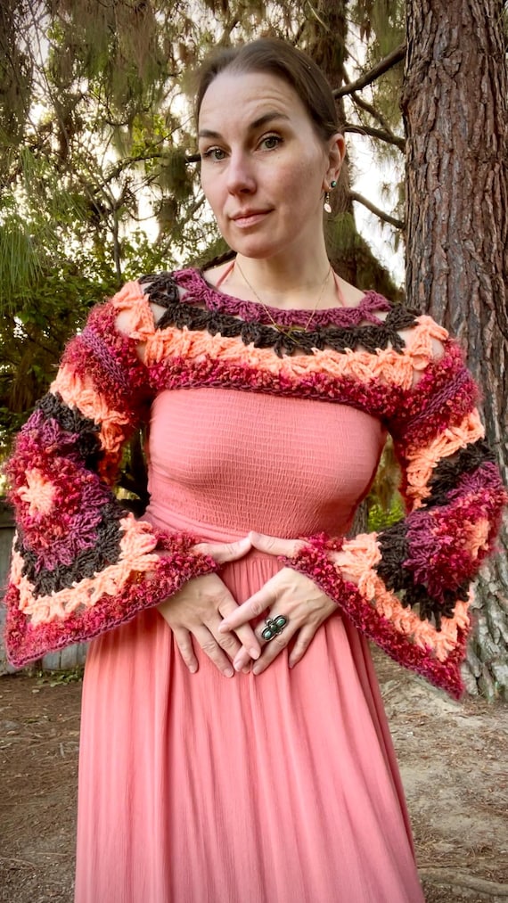Crop shrug peach sweater shrug sweater autumn Crop bolero shrug hippie fantasy shrug magical Women shrug boho fashion festival MADE TO ORDER Crop shrug peach sweater shrug sweater autumn Crop bolero shrug hippie fantasy shrug magical Women shrug boho fashion festival MADE TO ORDER