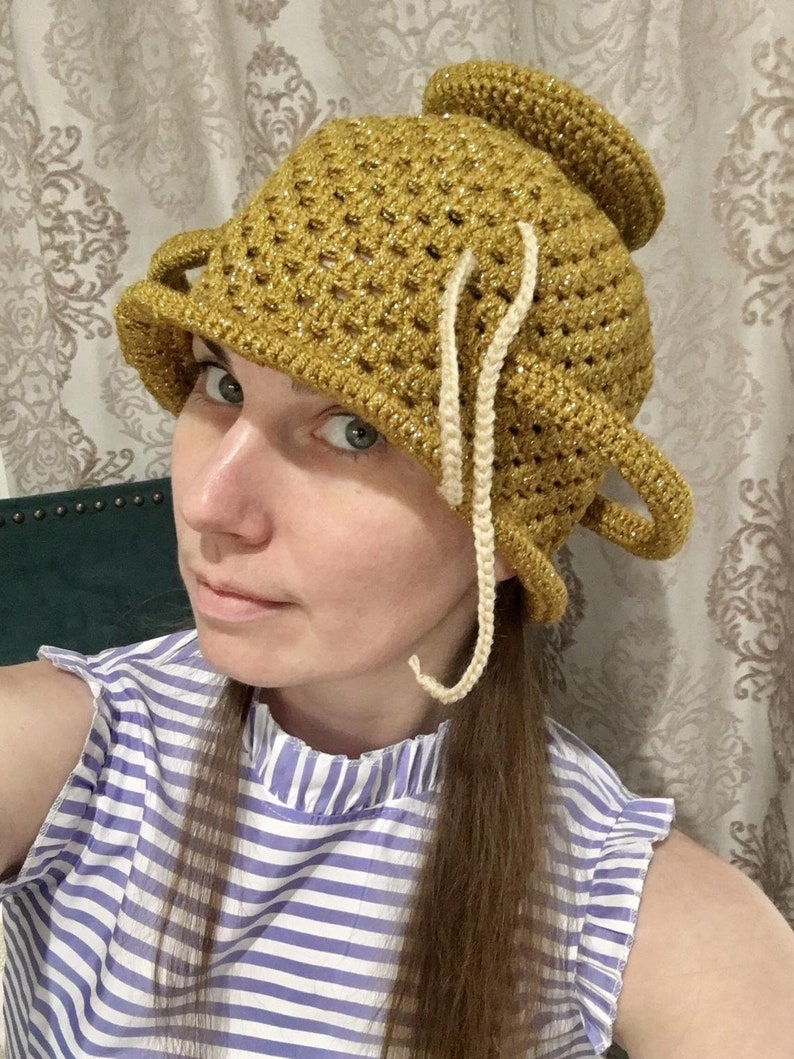 CROCHET PATTERN Colander Hat noodles crochet atheist pattern gold colander FSM hat Church of Flying Spaghetti Monster Atheist hat fsm ramen image 4