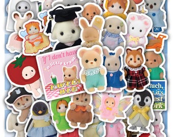 Sylvanian Sticker Families Sheet - Waterproof Vinyl Decals 40 designs (4 Sheets)