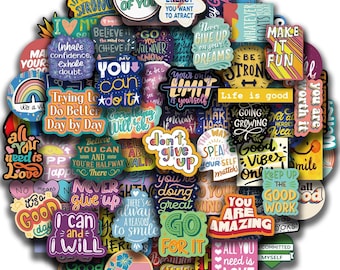 60Pcs Motivational & Inspirational Stickers ,Positive Affirmation Quote Reward Vinyl Decals