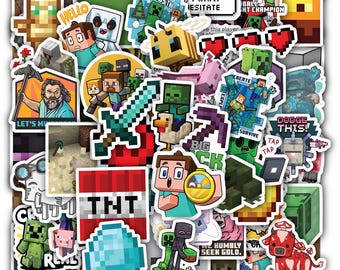 Mine Blocky Adventure Craft Sticker Sheets-Vinyl Decals 40 designs (4 Full Sheets)