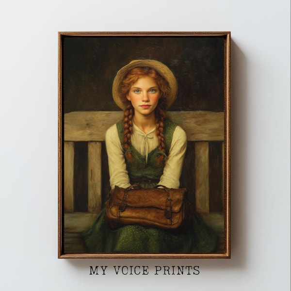 Anne of Green Gables afdrukbare muurkunst, Cottagecore muurdecor, vintage literaire leesgrage print (digitale download)