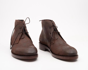 Nueva bota chukka de piel de ante hecha a mano para hombre