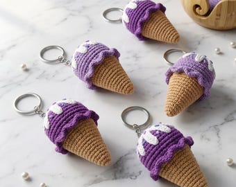 Patroon gehaakte sleutelhanger ijsje pdf | Kawaii amigurumi-minidessert (digitale download)