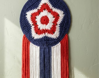 Gehaakt mandala-sterpatroon, patriottische muurhanger, Independence Day-decor (pdf-download)