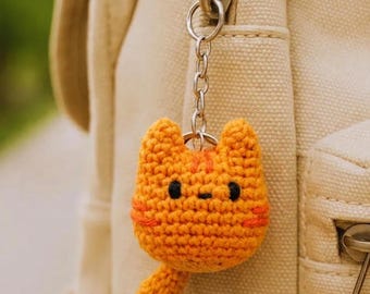 Patroon gehaakte kat sleutelhanger pdf | Amigurumi-kat | Mini tashanger kat | Geschikt voor beginners | Direct downloaden