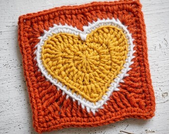 Patroon gehaakt hart oma vierkant pdf | Gehaakt valentijnsmotief | Deken met hartblok vierkant | Geschikt voor beginners | Cadeau voor haar