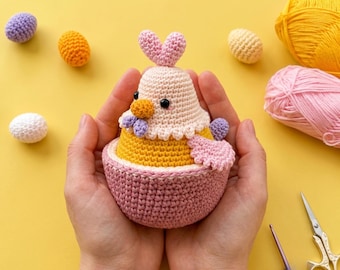 Crochet Chick in Egg Pattern PDF, Easter Amigurumi Chick Crochet Pattern, Cute Spring Baby Chicken Toy, Digital Download