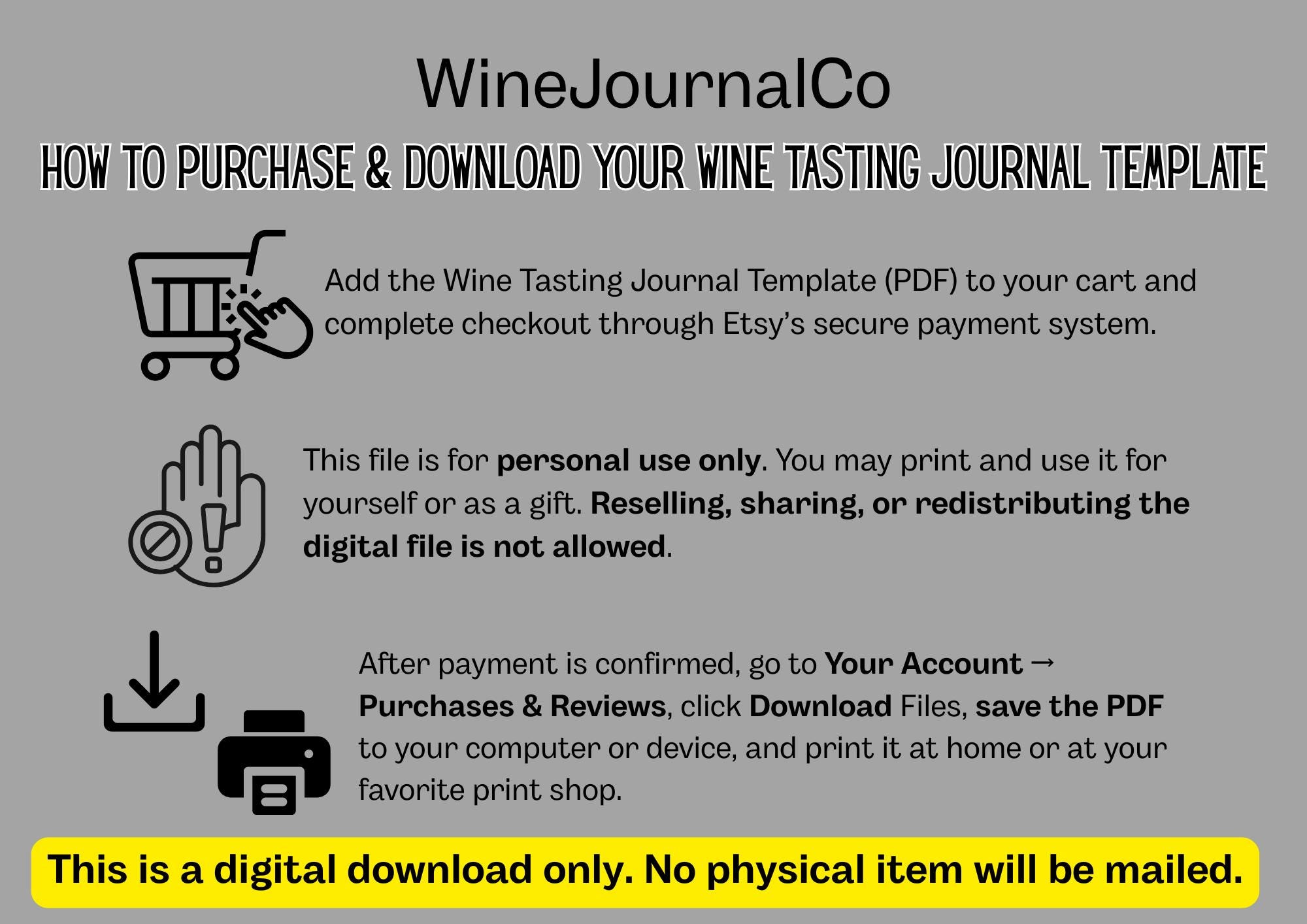 Wine Tasting Journal Template PDF 4" x 9"