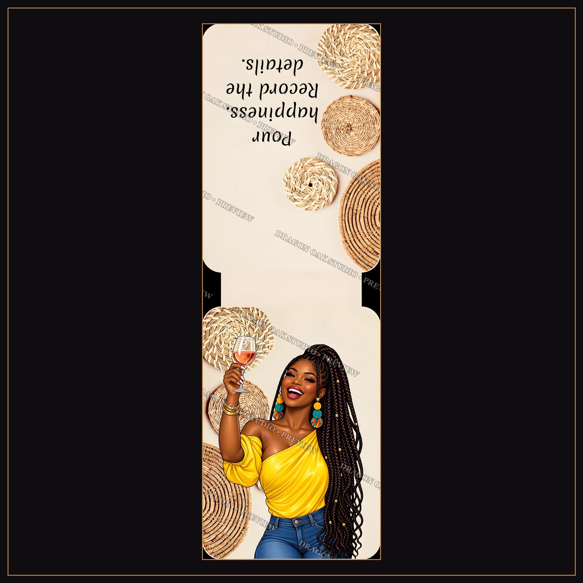 Wine Girl Magnetic Bookmark Printable Bundle Vol. 1, 5 Designs, 2x6 Inch PNG, Wine Lover Gift, Digital Download