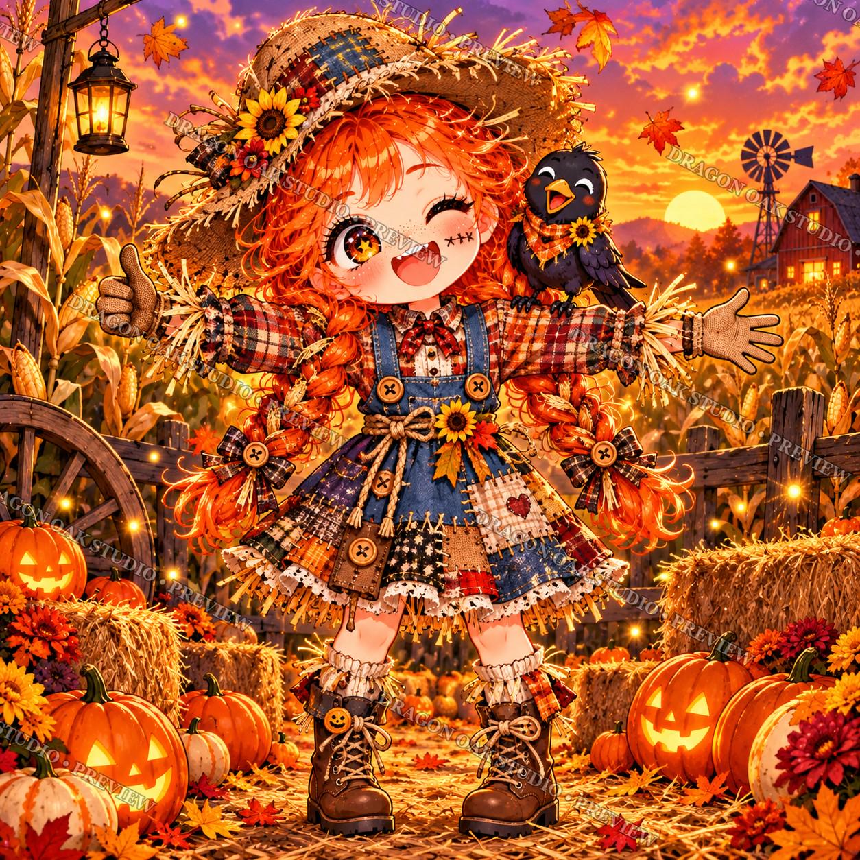 Chibi Halloween Coaster PNG Bundle, Set of 4 Cute Kawaii Girl Designs, Digital Download UV Print Files