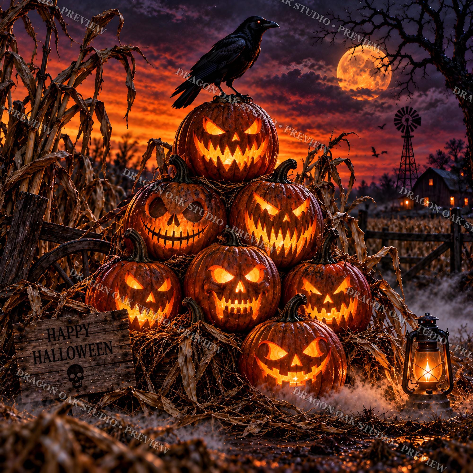 Cozy Halloween Pumpkin Patch Coaster Bundle, Autumn Designs (Digital Download)