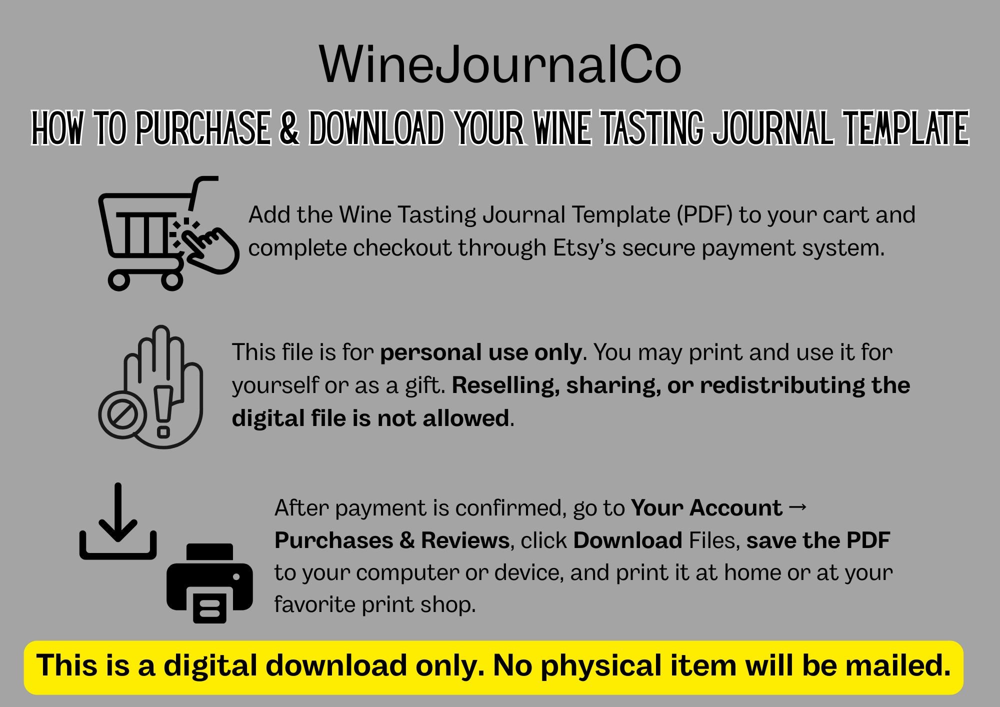Wine Tasting Journal PDF Template 8.5" x 11"