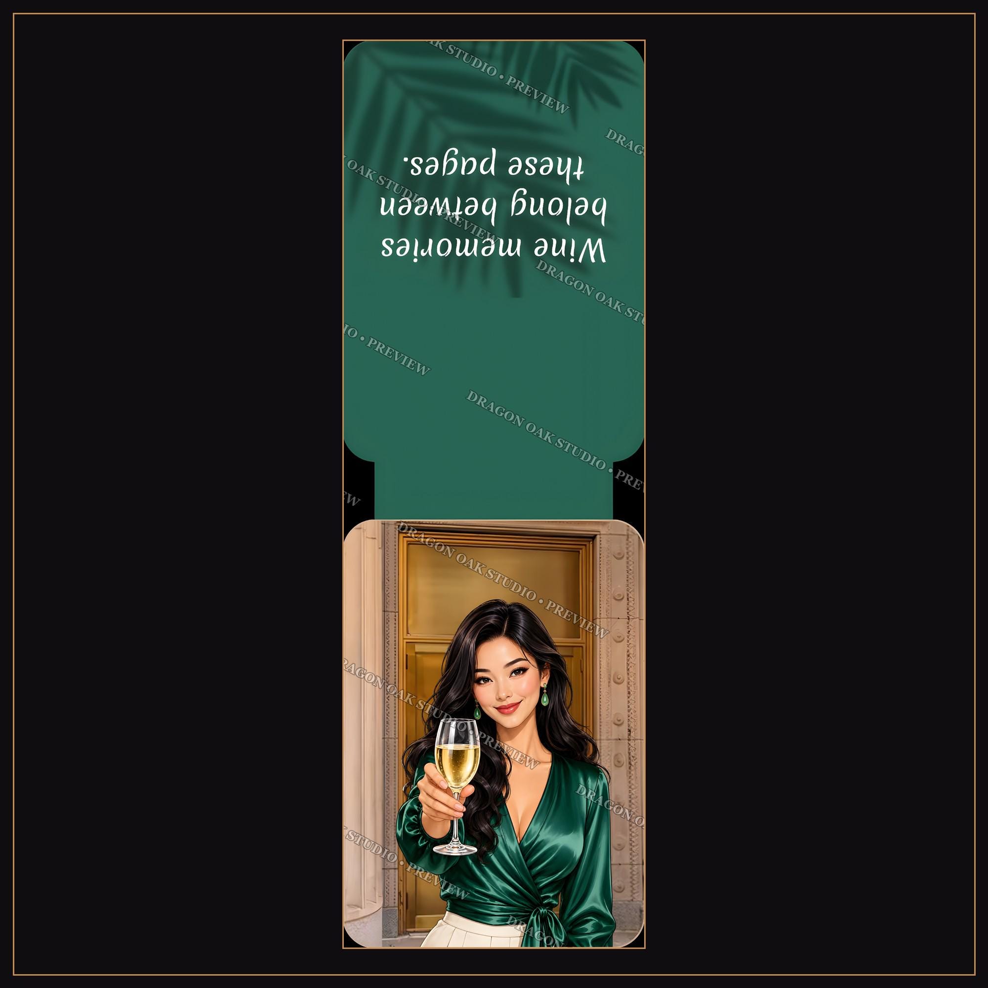 Wine Girl Magnetic Bookmark Printable Bundle Vol. 3, 5 Designs, 2x6 Inch PNG, Wine Lover Gift, Digital Download