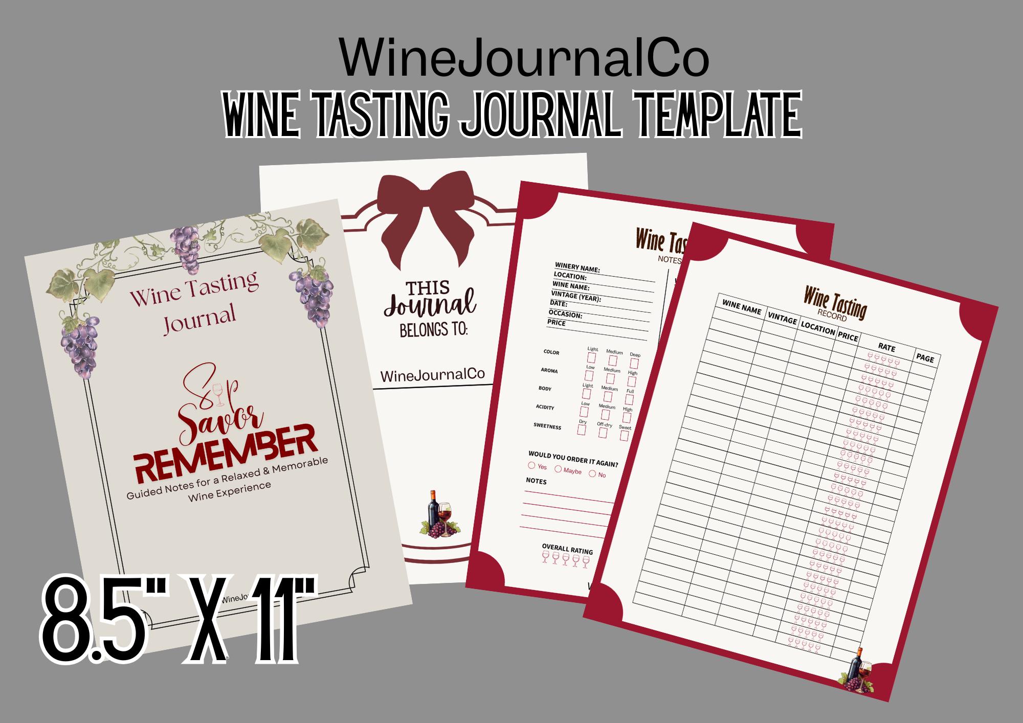 Wine Tasting Journal PDF Template 8.5" x 11"