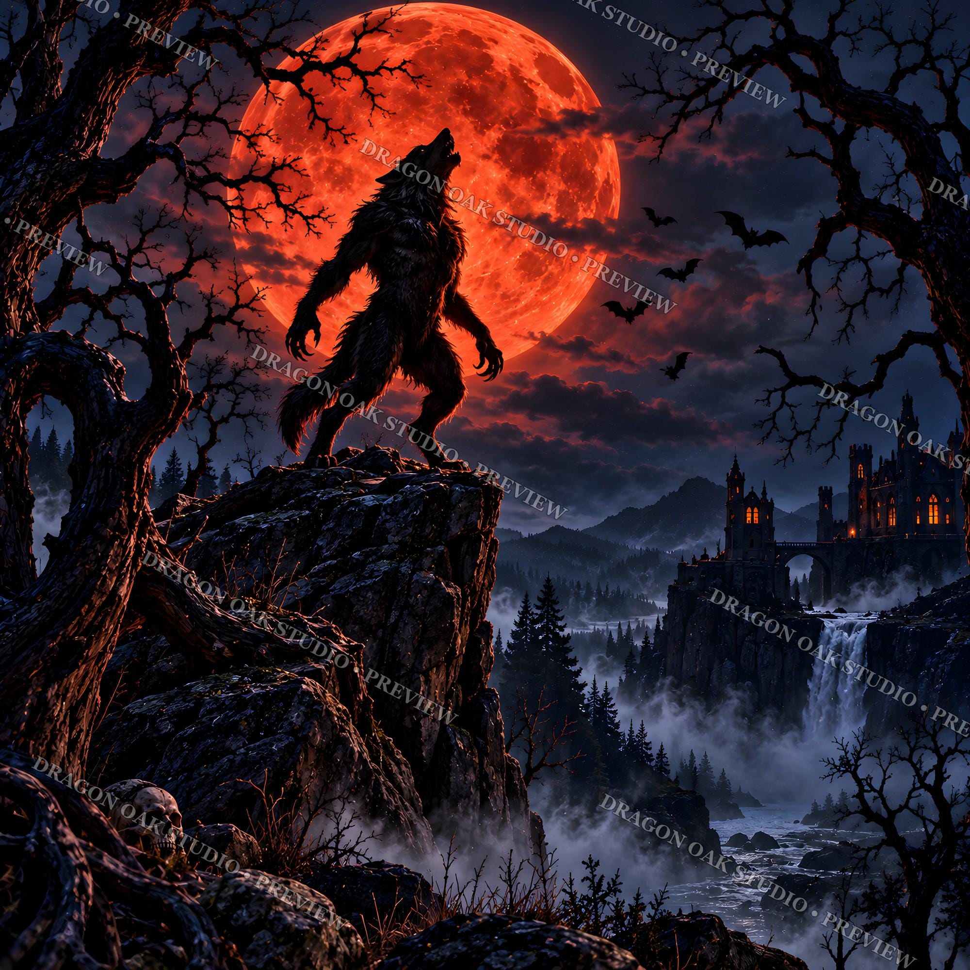 Werewolf Full Moon Coaster Bundle, Wolf Pack & Cemetery Designs (Digital Download)