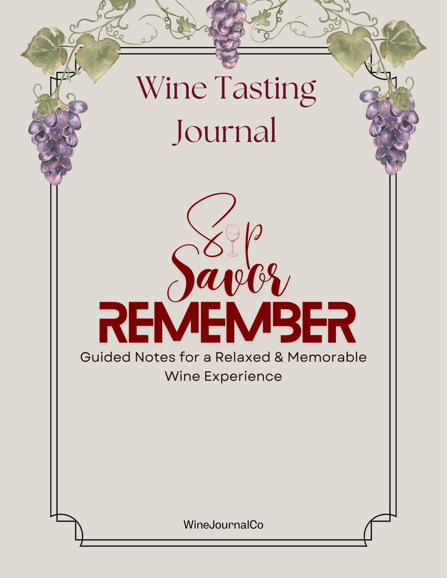Wine Tasting Journal PDF Template 8.5" x 11"