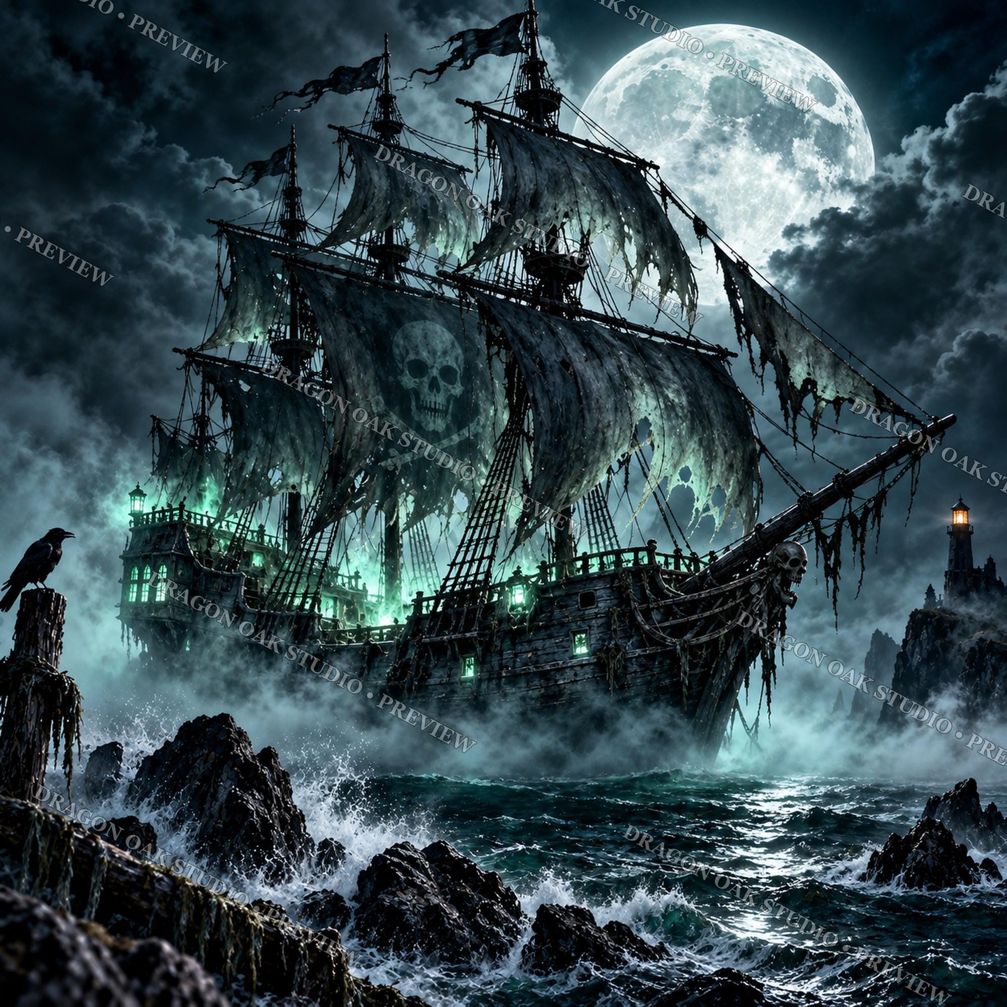 Gothic Coastal Horror Coaster Bundle, Ghost Ship, Haunted Lighthouse, Hell Hound, Bats (Digital Download)