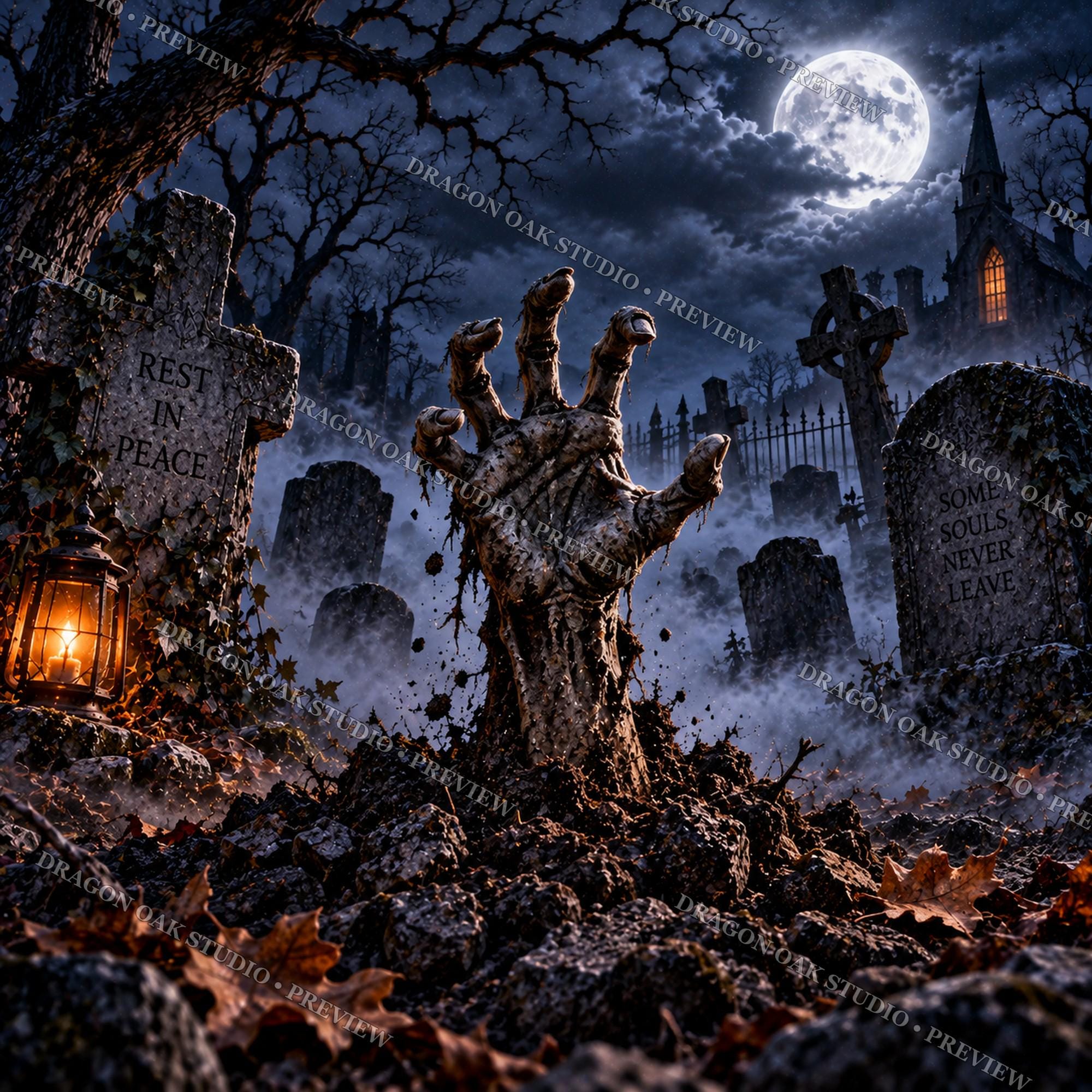 Zombie Graveyard Carnival Coaster Bundle, 4 Halloween Horror PNGs (Digital Download)