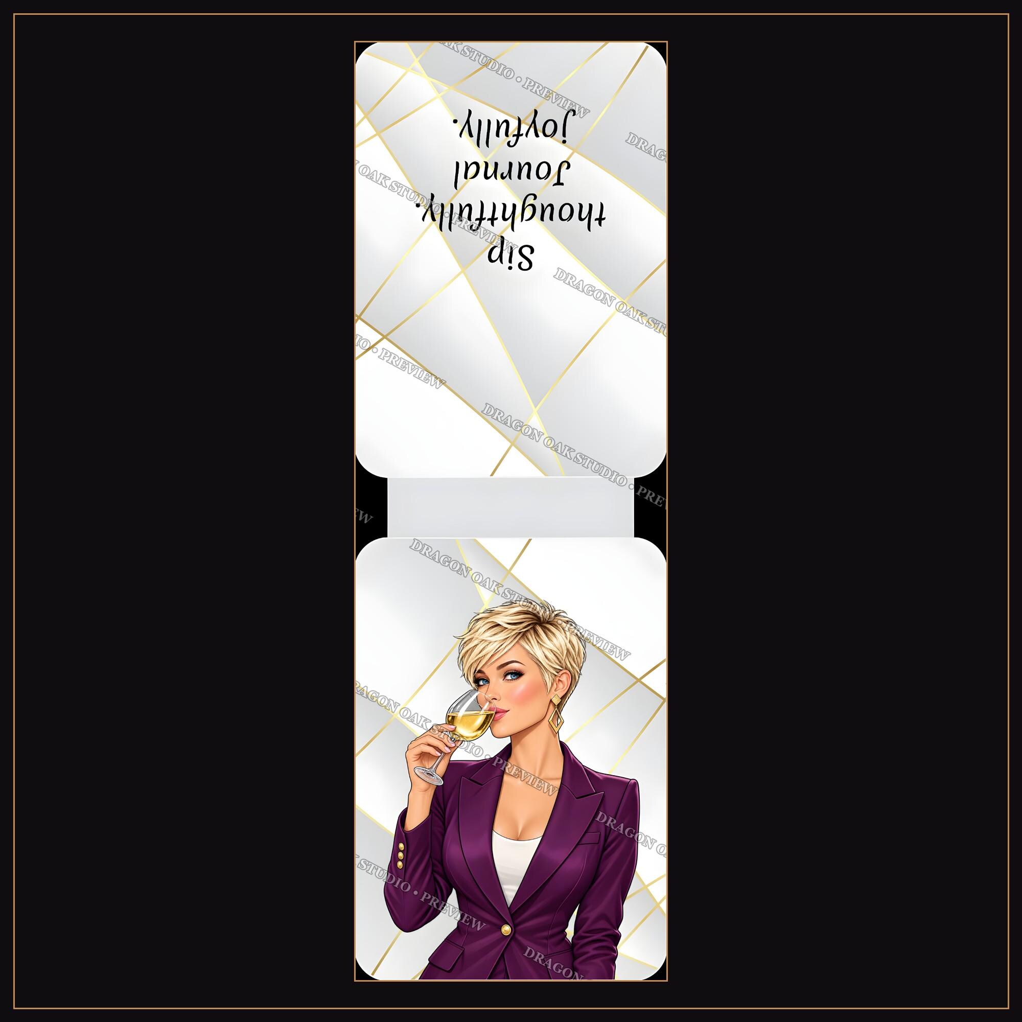 Wine Girl Magnetic Bookmark Printable Bundle Vol. 4, 5 Designs, 2x6 Inch PNG, Wine Lover Gift, Digital Download