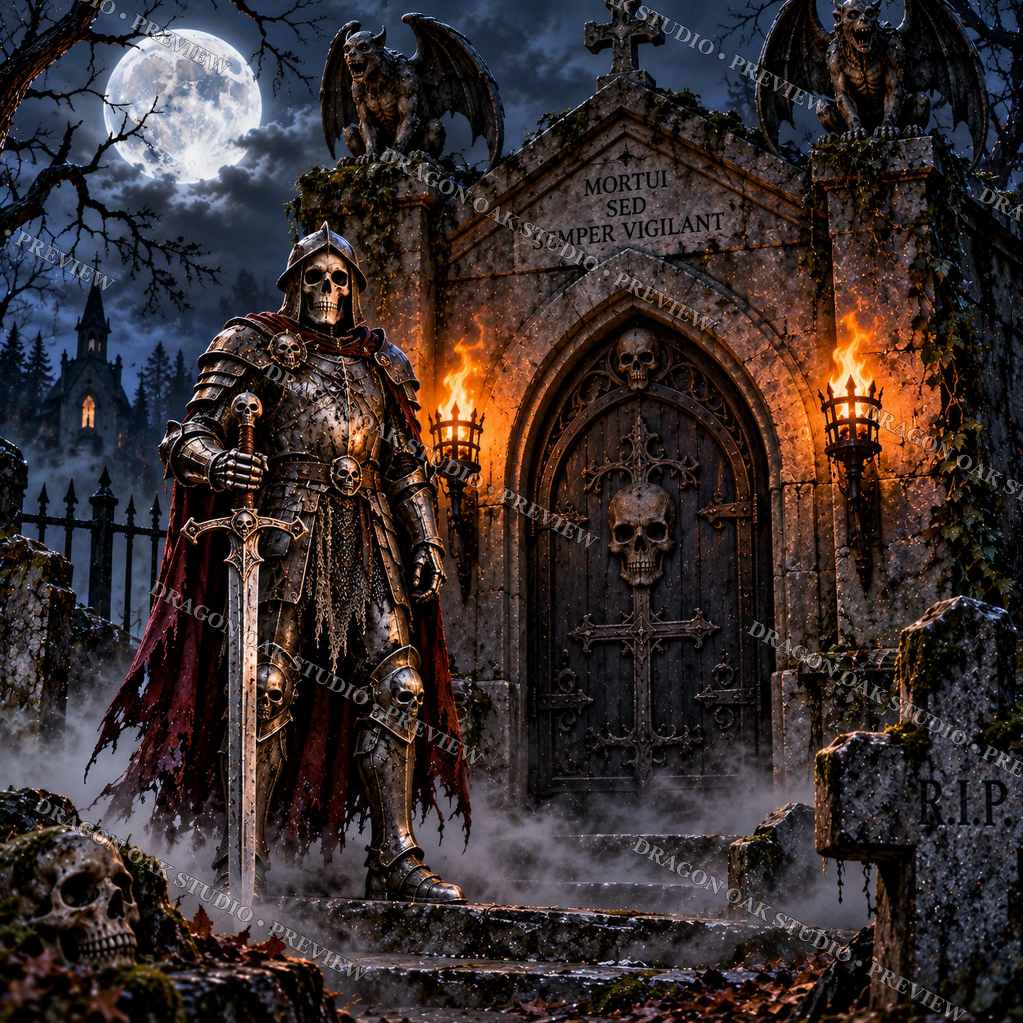 Gothic Castle Skeleton Knight Coaster Bundle, Dark Fantasy Cemetery Designs (Digital Download)