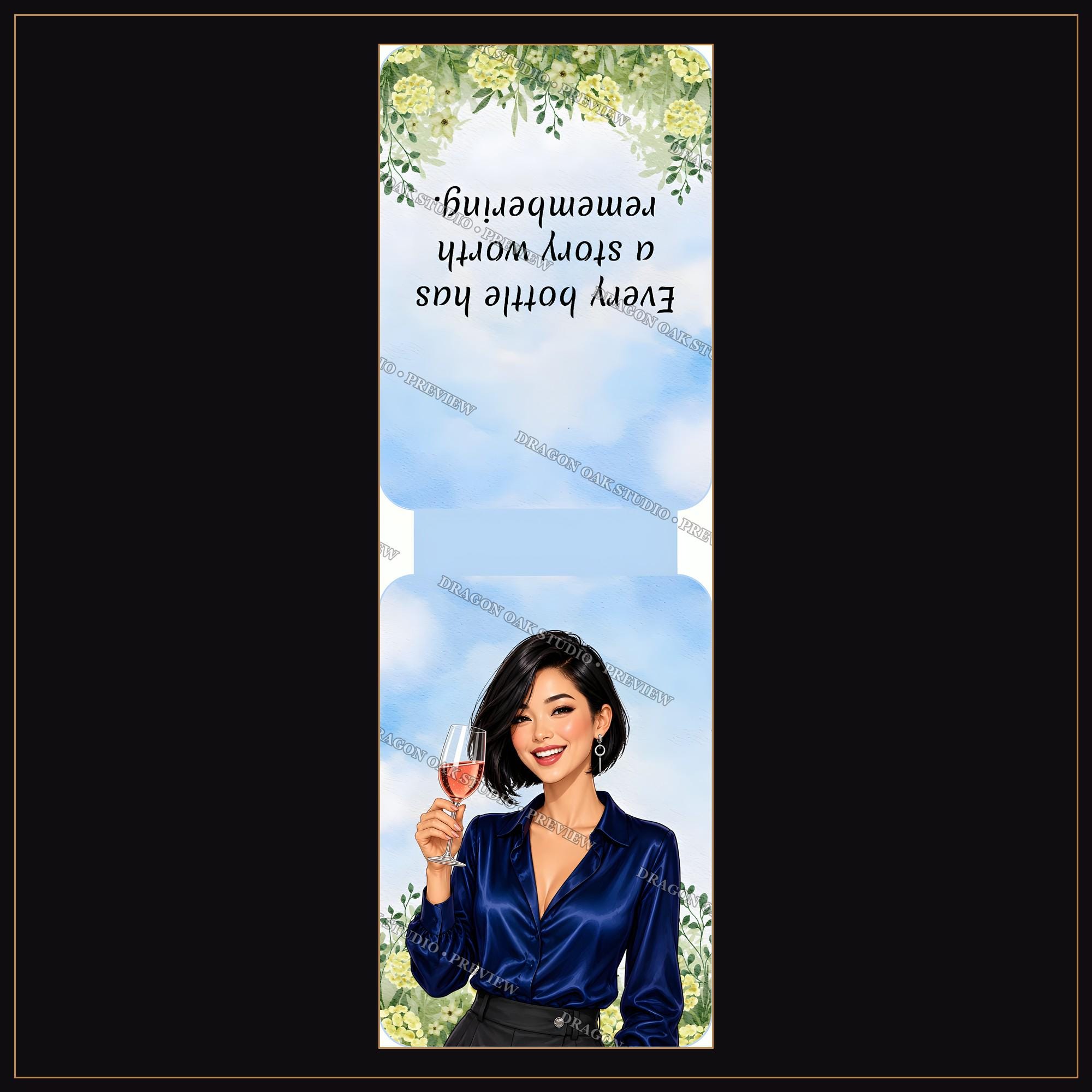 Wine Girl Magnetic Bookmark Printable Bundle Vol. 4, 5 Designs, 2x6 Inch PNG, Wine Lover Gift, Digital Download